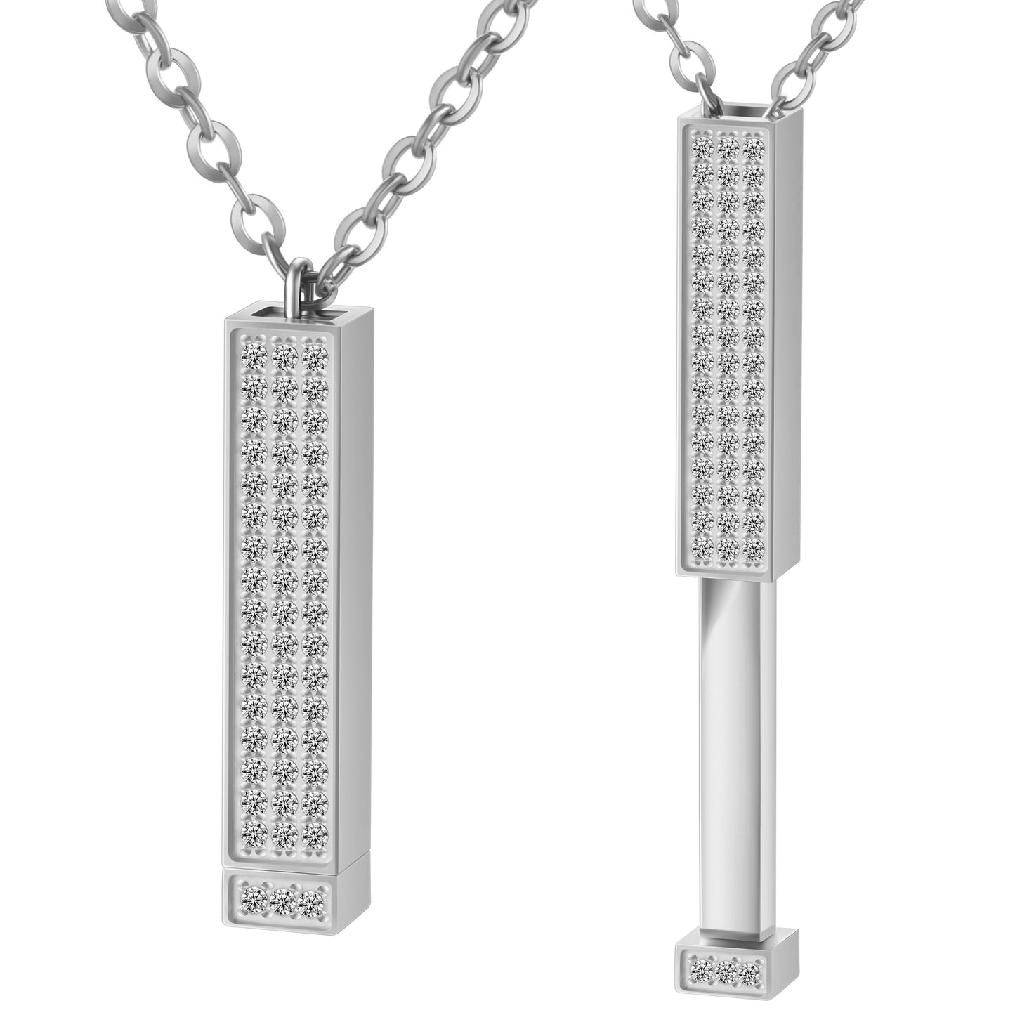 Customizable BDSM hidden pendant in silver with rhinestones
